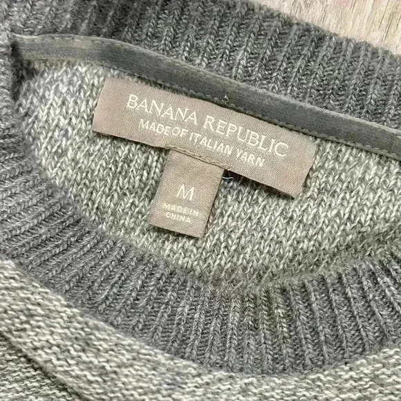 Banana Republic Italian Yarn Merino Wool Cashmere Pullover Sweater Crew Size M - Picture 4 of 8